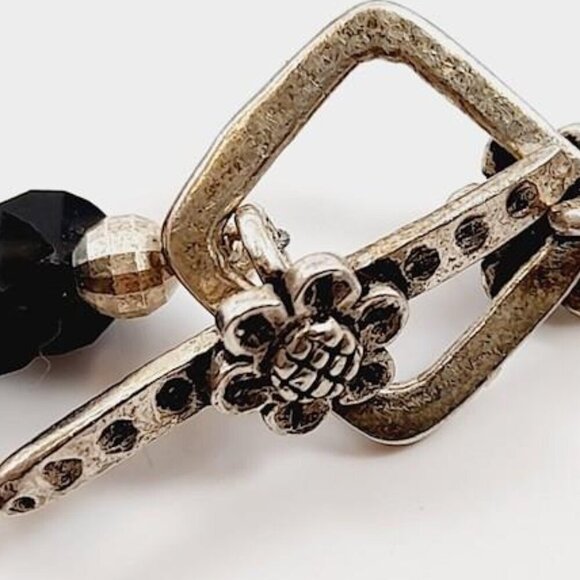 Vintage 925 Silver & Faceted Aurora Borealis Glass Beaded Toggle Bracelet - Picture 3 of 3